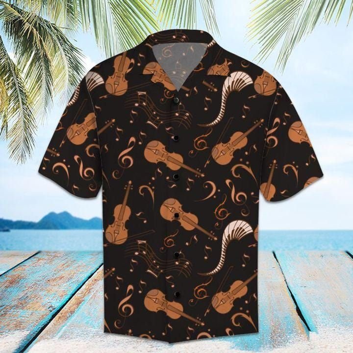 Felacia [Hawaii Shirt] Music Love Pattern Amazing Violin Hawaiian Aloha Shirts-ZX2689